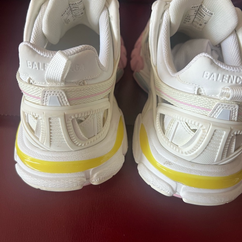 Balenciaga White and Yellow Sneakers with Chunky Design